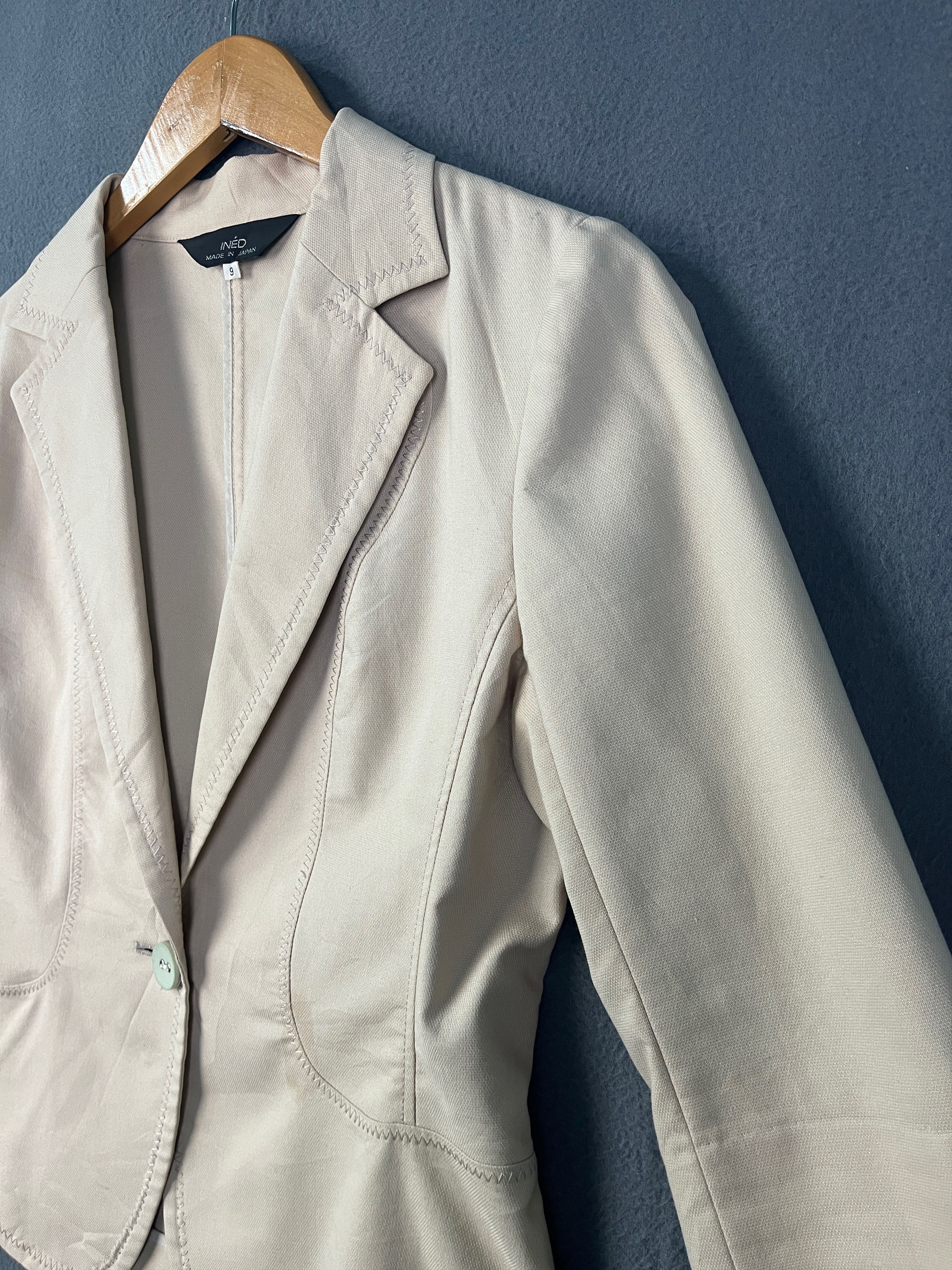 Japanese Brand Ined Single Button Blazer Jacket Beige Yohji Yamamoto Size S / US 4 / IT 40 - 7 Thumbnail
