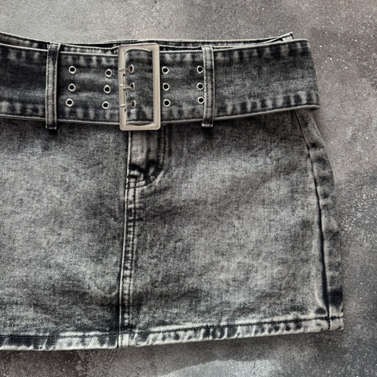 20471120 × Japanese Brand Amazing Washed Belted Mini Skirt Size 28" / US 6 / IT 42 - 5 Thumbnail