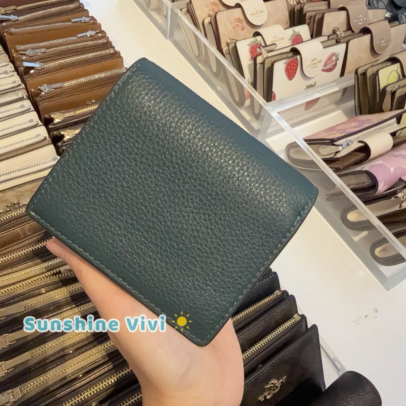 Coach NWT Coach Snap Wallet C2862 Dark Teal Green Pebbled Leather Size ONE SIZE - 2 Thumbnail