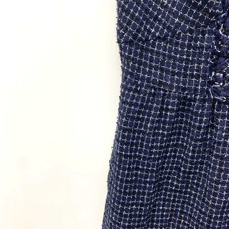 Chanel Dark blue cotton tweed braided strap dress 2503-Next