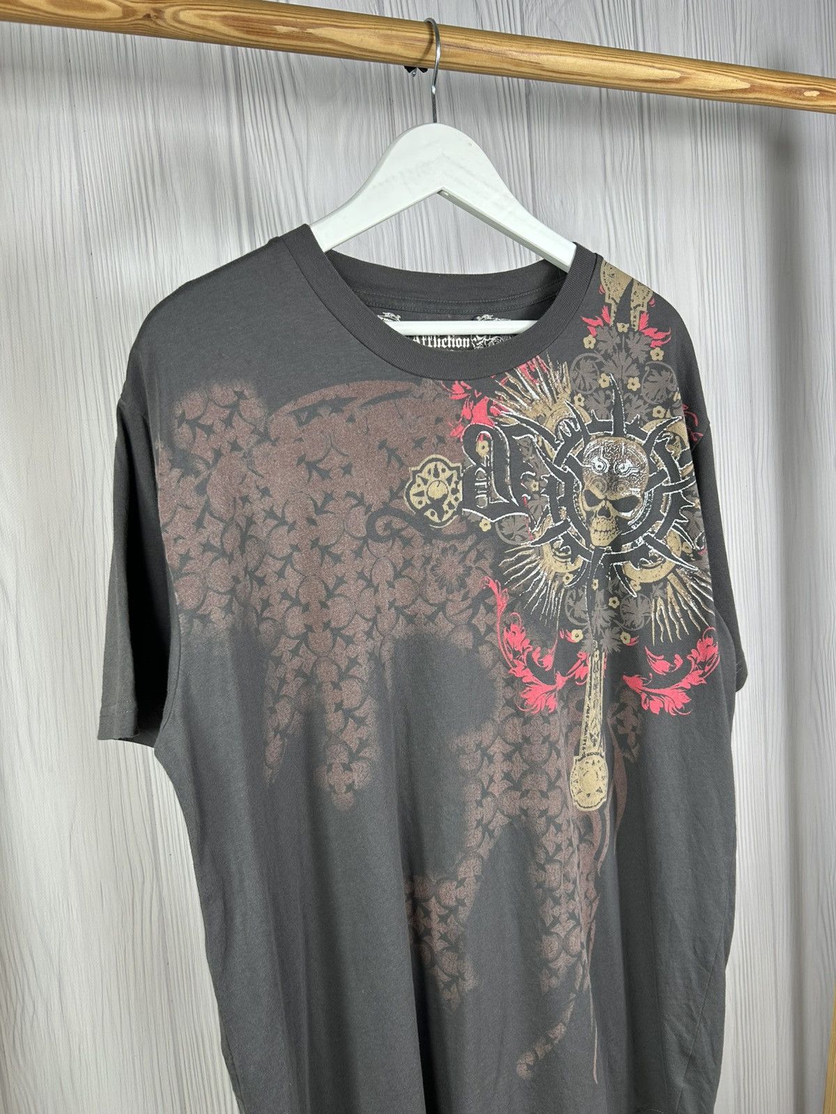 Affliction Y2K Affliction All Over Priinted Skull Big Logo T-Shirt USA Size US XL / EU 56 / 4 - 3 Thumbnail