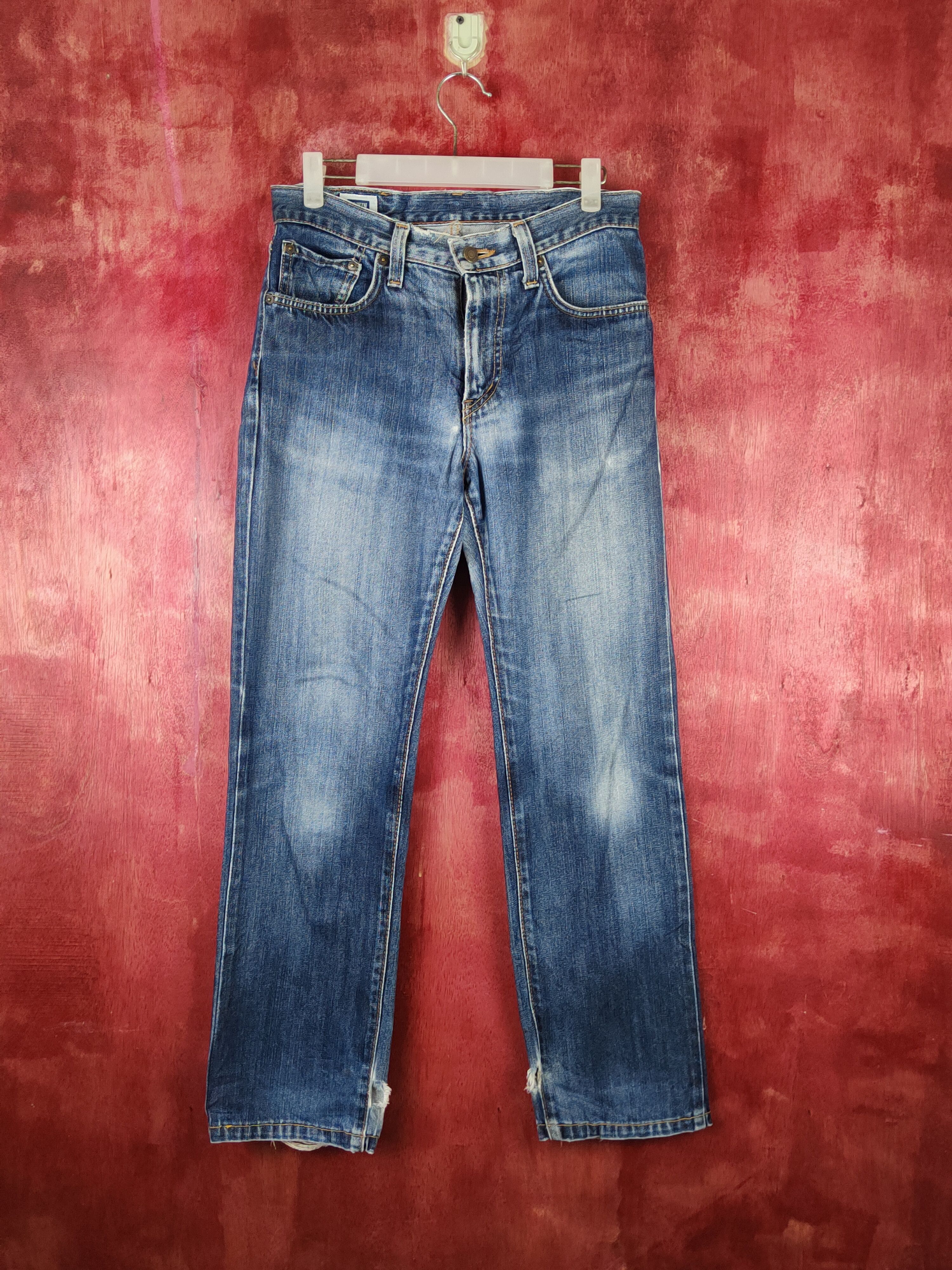 Edwin Edwin Dark Blue Distressed Ripped Jeans #S1646 Size US 29 - 1 Thumbnail