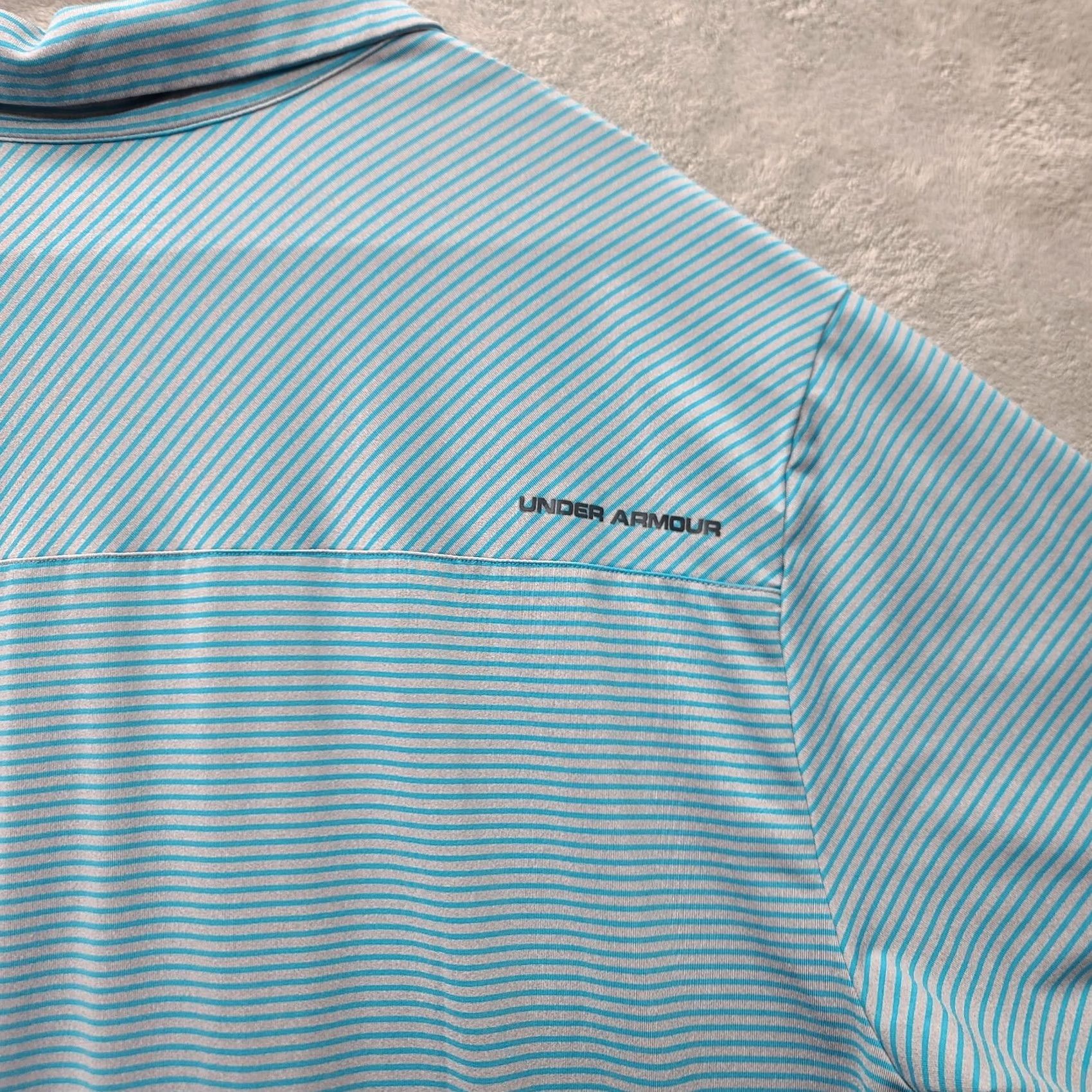 Under Armour Under Armour Polo Shirt Mens 2XL Short Sleeve HeatGear Blue Striped Size US XXL / EU 58 / 5 - 5 Thumbnail