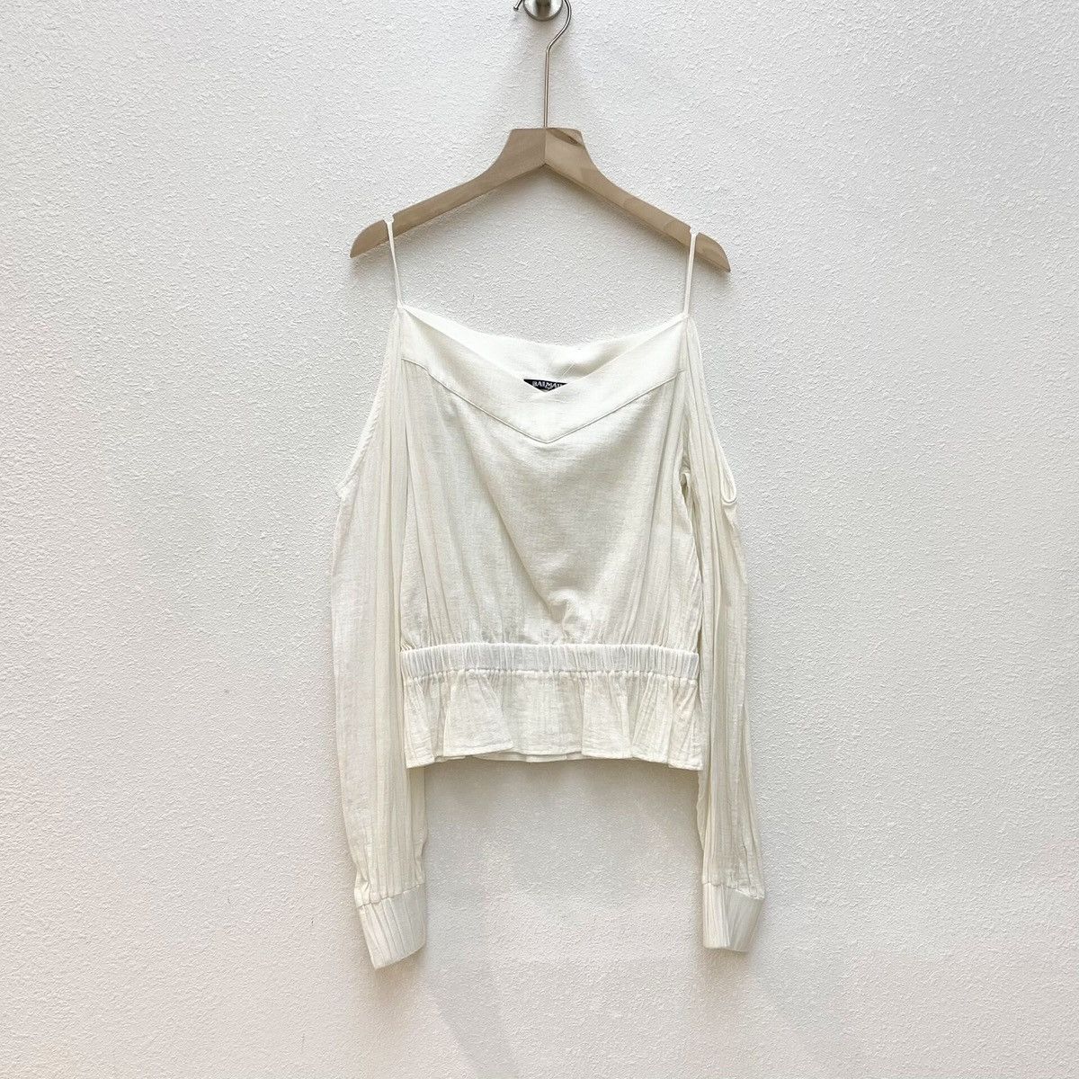 Balmain Balmain white off-shoulder short shirt Size XS / US 0-2 / IT 36-38 - 1 Thumbnail