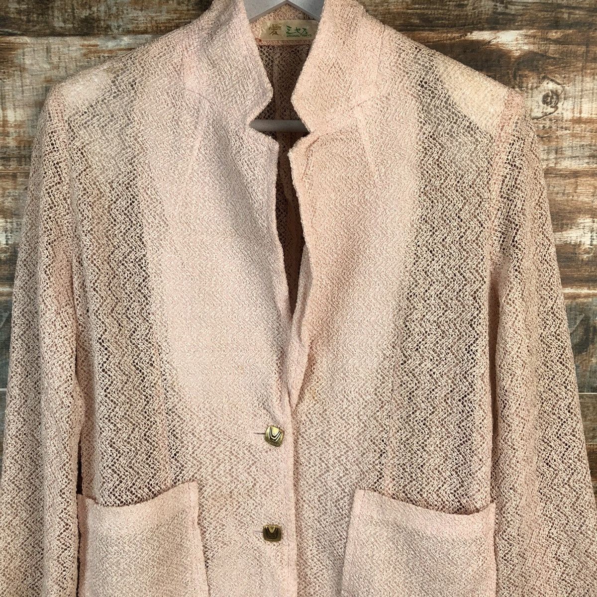 Japanese Brand × Vintage Japanese Brand Pink crochet meshnet Cardigan Knitwear #A1243 Size M / US 6-8 / IT 42-44 - 5 Thumbnail