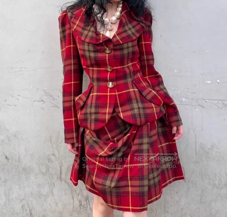 Vivienne Westwood Vivienne Westwood Red Plaid Heart Neckline Blazer Jacket Size L / US 10 / IT 46 - 5 Thumbnail