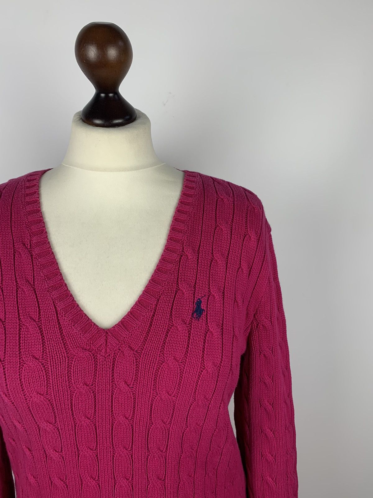 Ralph Lauren Sport Vintage Ralph Lauren Sport Cable Knit V-Neck Sweater Purple Size L / US 10 / IT 46 - 4 Thumbnail
