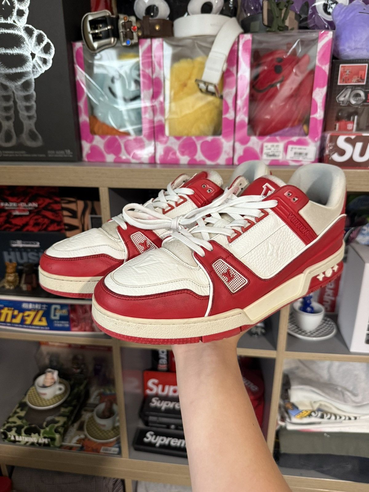 Louis Vuitton Louis Vuitton Red/White Trainer Sneakers Size US 10.5 / EU 43-44 - 1 Thumbnail