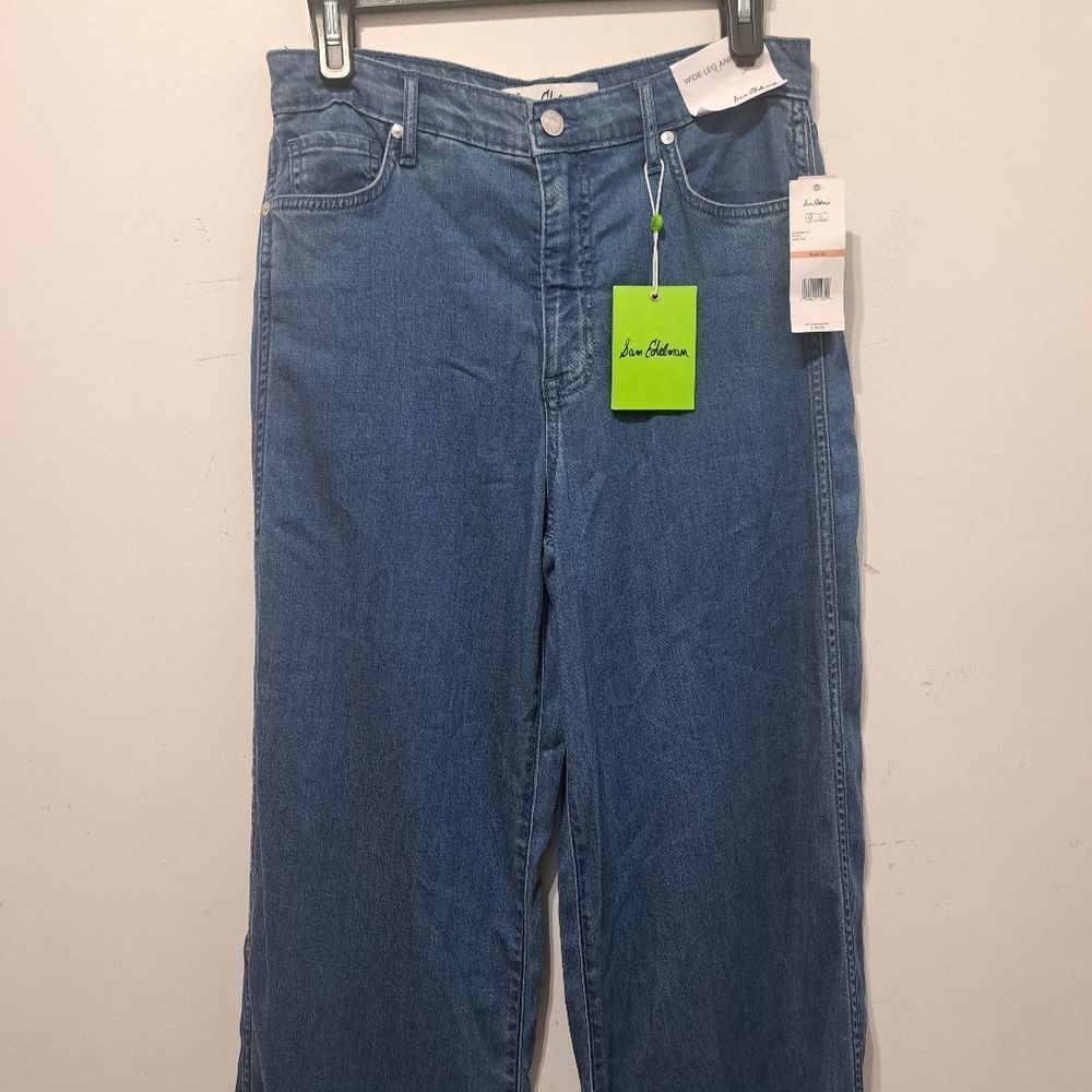 Sam Edelman Sam Edelman High Rise Cuffed Boho Wide Leg Denim Jeans Mysti Size 26" / US 2 / IT 38 - 7 Thumbnail