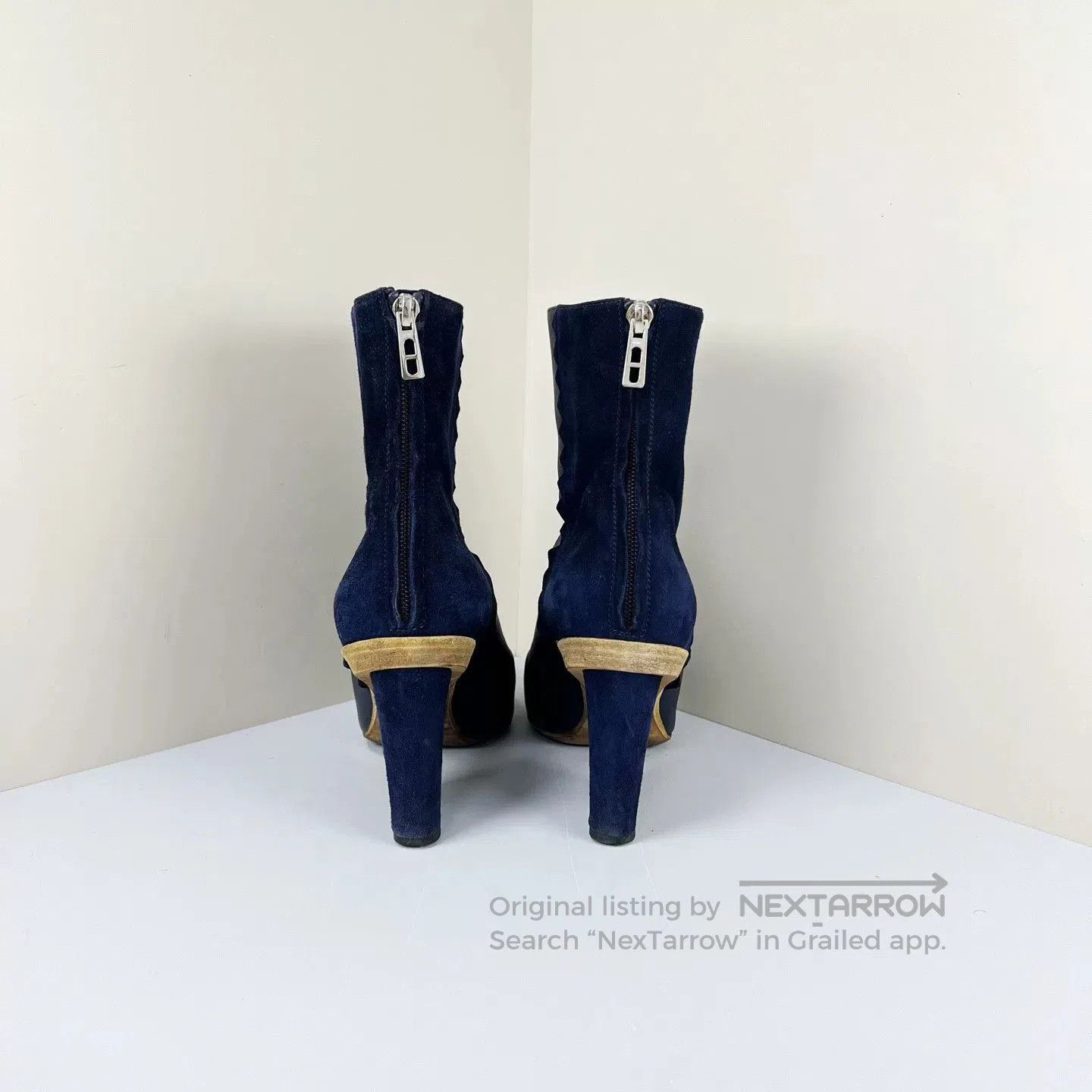 Hermes Hermes Dark Blue Sheepskin Ankle Boots. Size US 5 / IT 35 - 3 Thumbnail