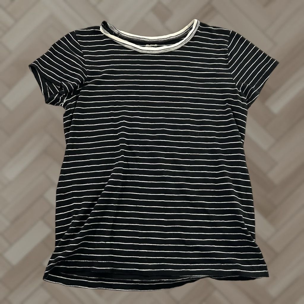 Madewell Madewell Short Sleeve T Shirt Black Womens Small Striped Cotton Top Classic Shirt Size S / US 4 / IT 40 - 1 Thumbnail