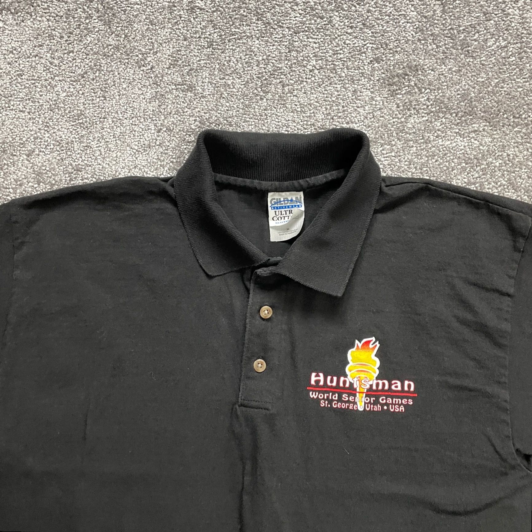 Gildan Gildan Polo Shirt Mens M Black Vintage Huntsman World Senior Games Utah Size US M / EU 48-50 / 2 - 2 Thumbnail
