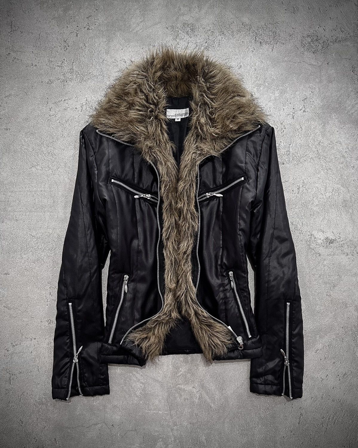 Japanese Brand Vkei Evolution Fur Riders Jacket Kmrii Grunge Style ...