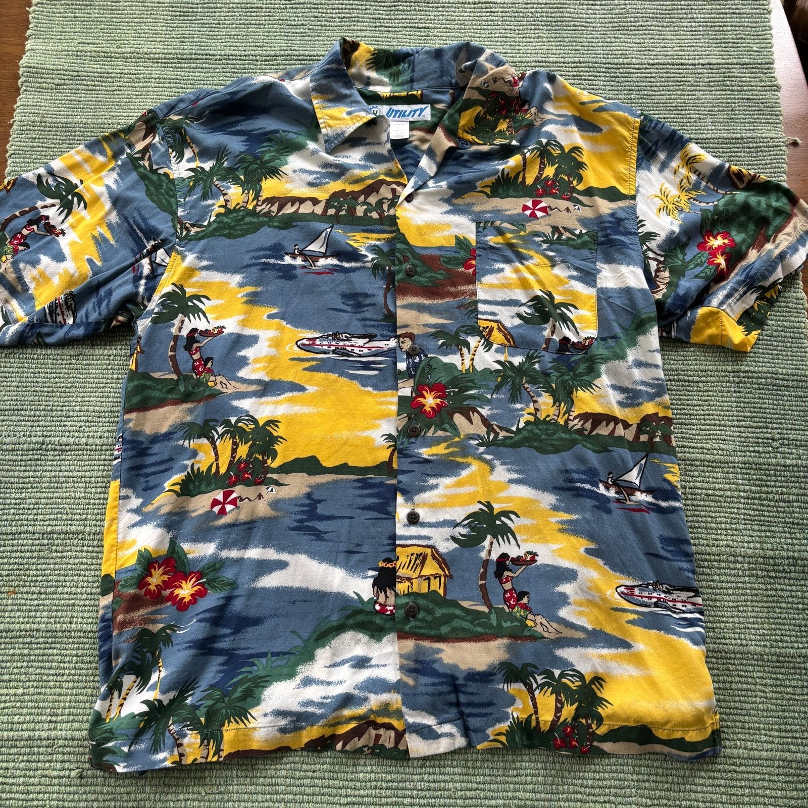 Vintage Vintage Y2K Utility Rayon Beachy Hawiian Loop Collar Shirt Size US XL / EU 56 / 4 - 1 Thumbnail