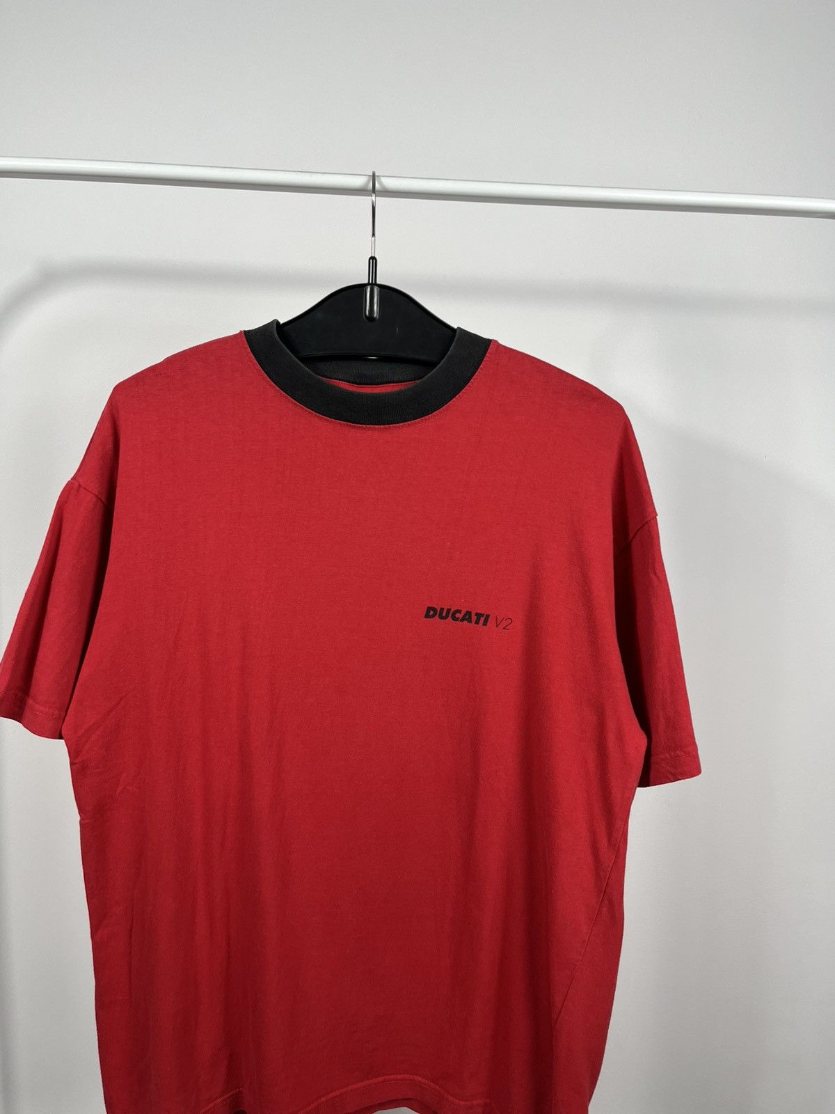 Ducati Ducati V2 Red T-Shirt Black Collar Moto Tee 100% Cotton Size US L / EU 52-54 / 3 - 2 Thumbnail