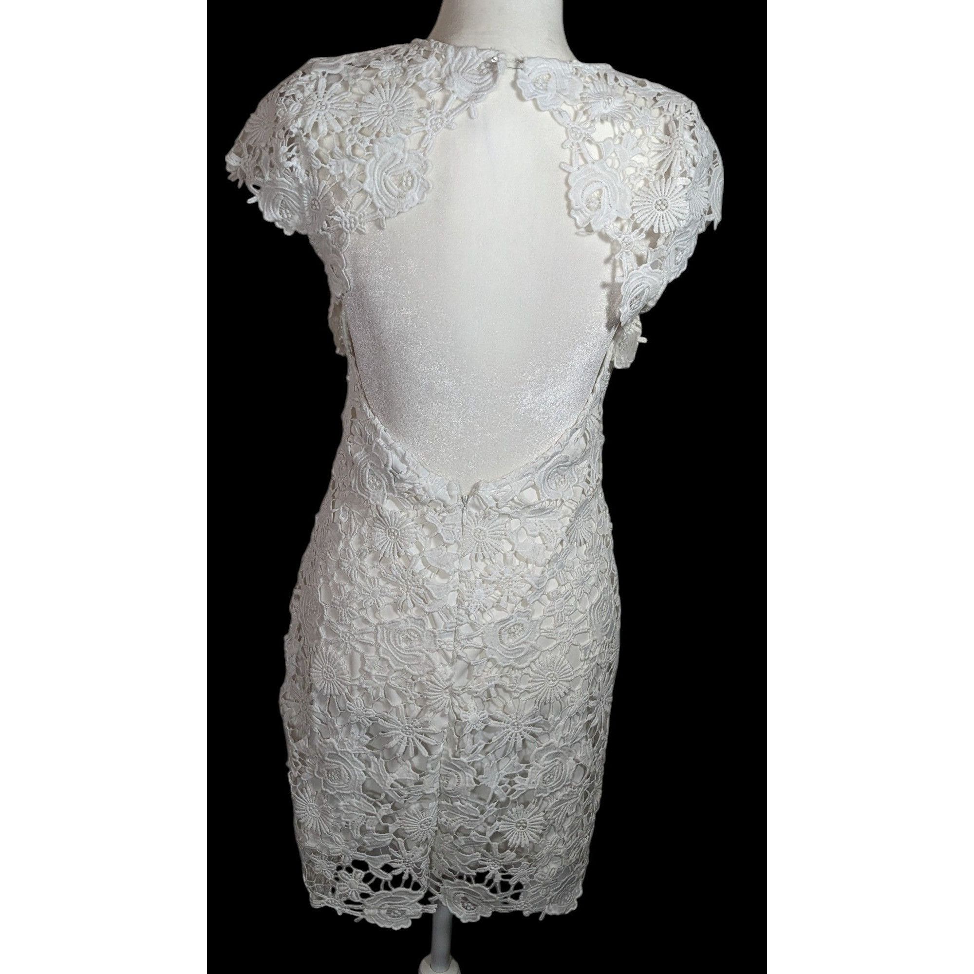 Lulus Lulus Romance Language White Floral Lace Backless Dress Size M / US 6-8 / IT 42-44 - 2 Thumbnail