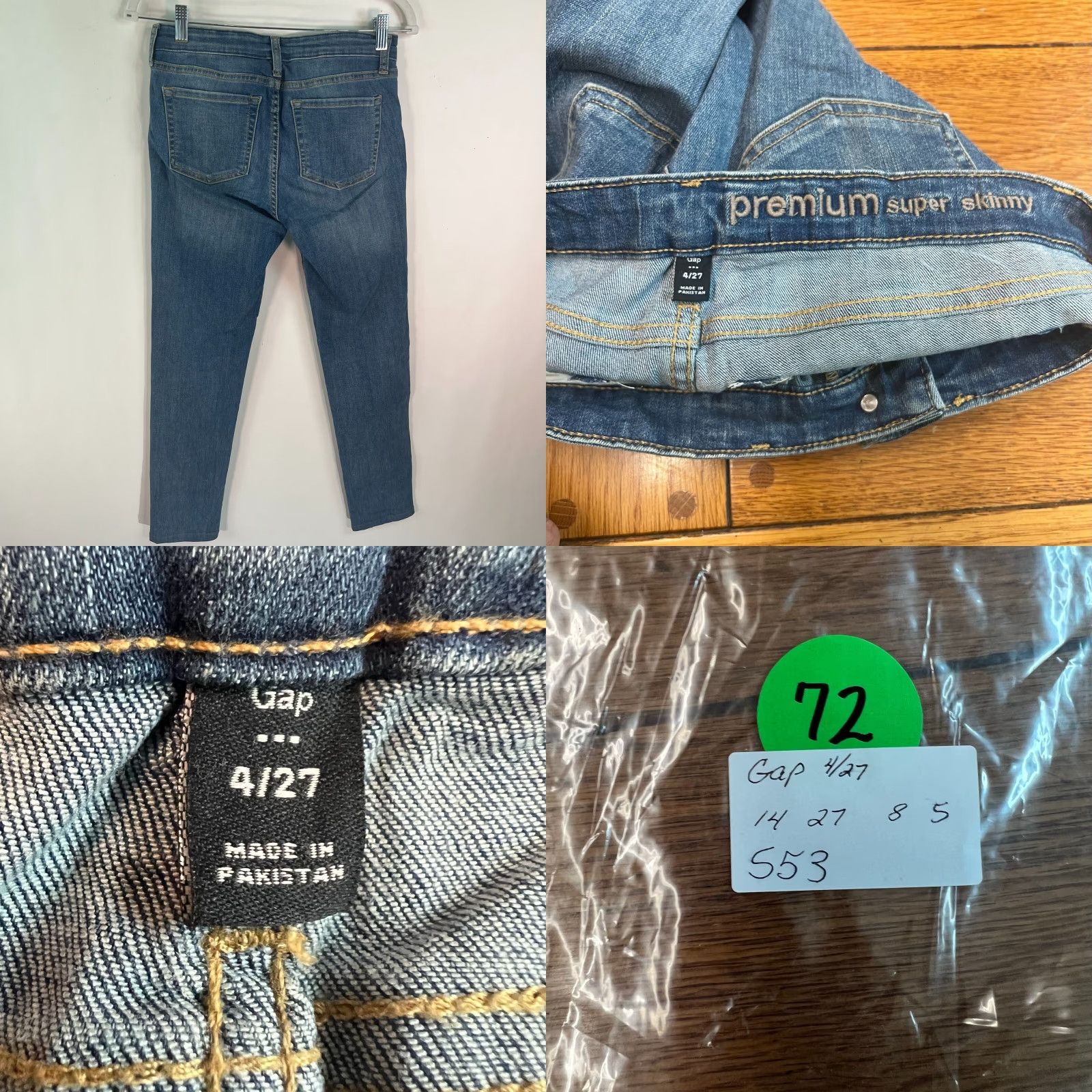 Gap Gap Womens Super Skinny Straight Leg Premium Blue Denim Jeans Size 4/27 28X27 Size 27" / US 4 / IT 40 - 8 Thumbnail