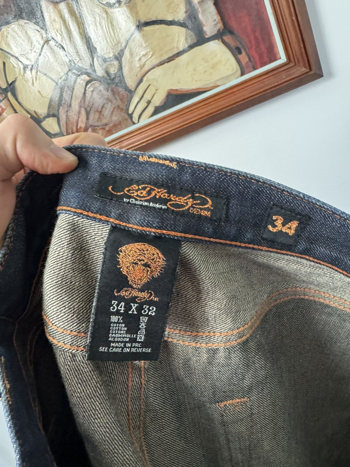 Ed Hardy Rare Vintage Ed Hardy Spellout Logo Denim Drip Pants Y2K 00s Size US 34 / EU 50 - 4 Thumbnail