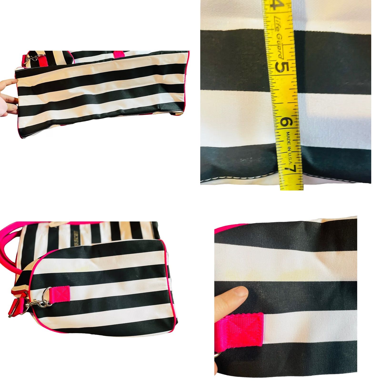 Victoria's Secret Viktoria's Secret Pink White Black Stripes Duffle Bag Overnight Weekender New Size ONE SIZE - 8 Thumbnail