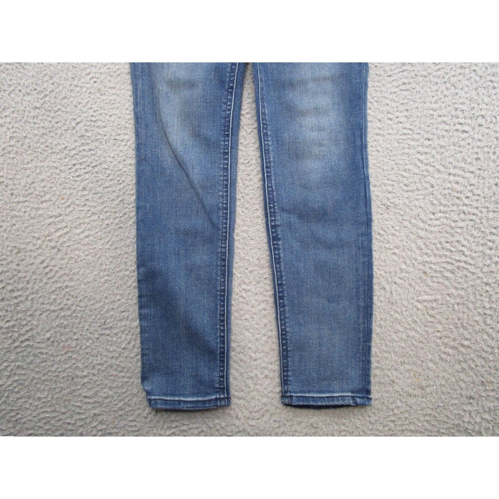 Express Express Blue Stretch Denim Super High Rise Ankle Skinny Jeans Jegging Size 2R Size 26" / US 2 / IT 38 - 2 Thumbnail