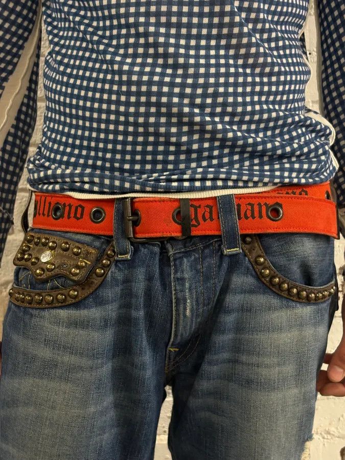 John Galliano John Galliano Orange Canvas Gothic Belt Size ONE SIZE - 3 Thumbnail