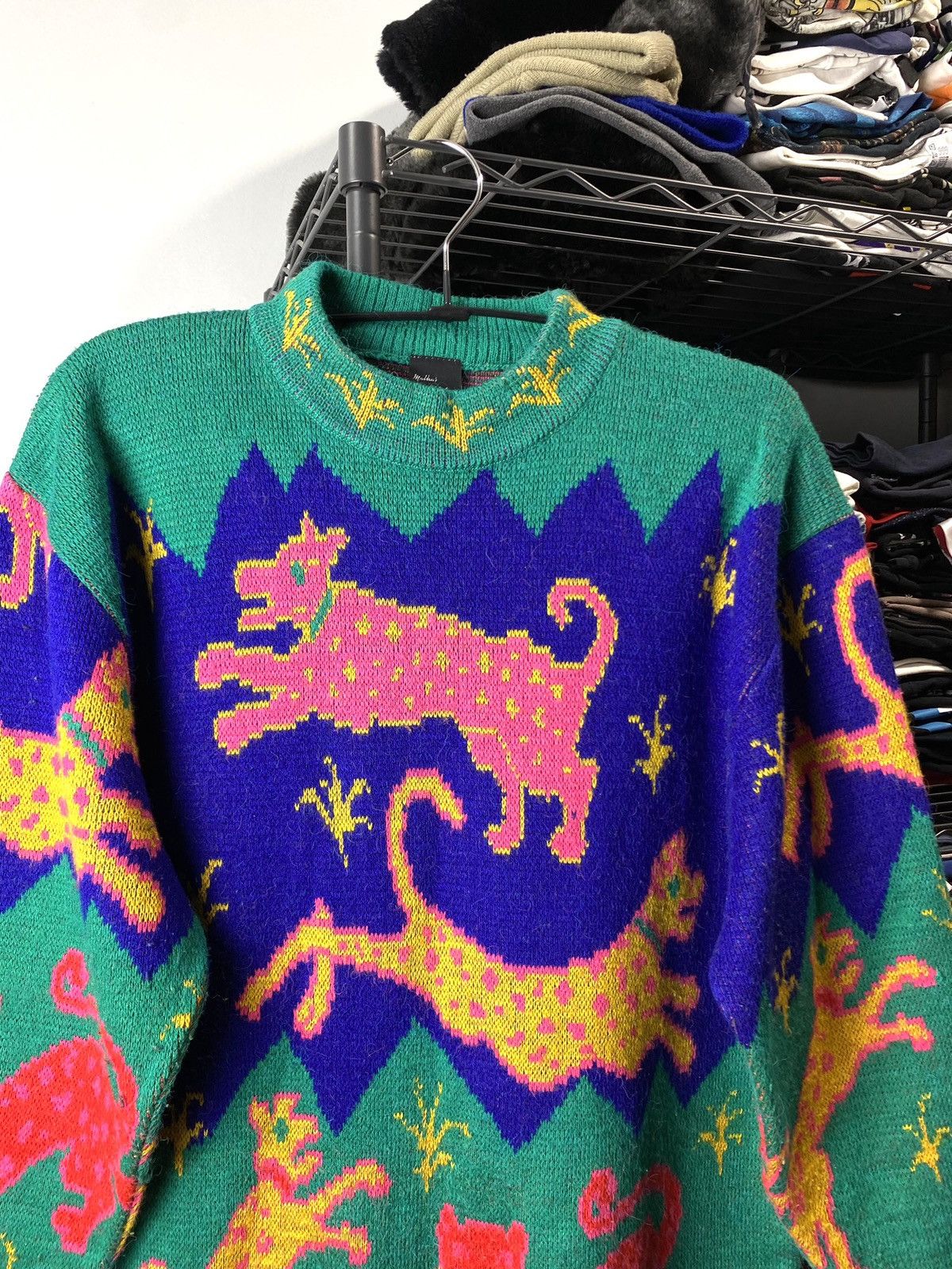 Band Tees × Japanese Brand Rare! Vintage Abstract Colourful LSD Art Knit Sweater Japan Size US L / EU 52-54 / 3 - 2 Thumbnail