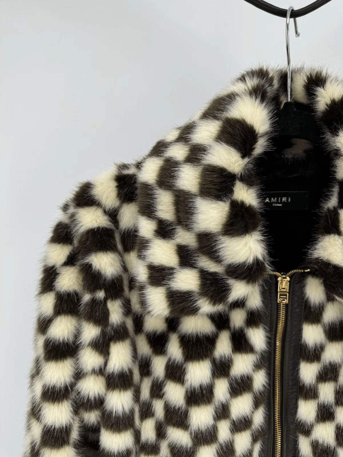 Amiri Amiri Leather Jacket CHECKERED FAUX FUR BLOUSON BLACK Size US S / EU 44-46 / 1 - 2 Thumbnail