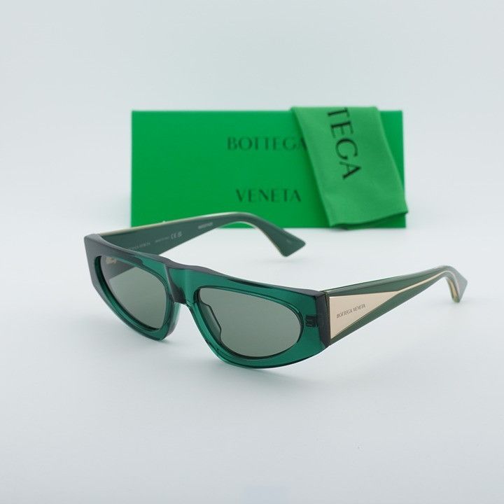 Bottega Veneta Bottega Veneta BV1277S 003 Sunglasses Green Cat Eye Frame Size ONE SIZE - 11 Thumbnail