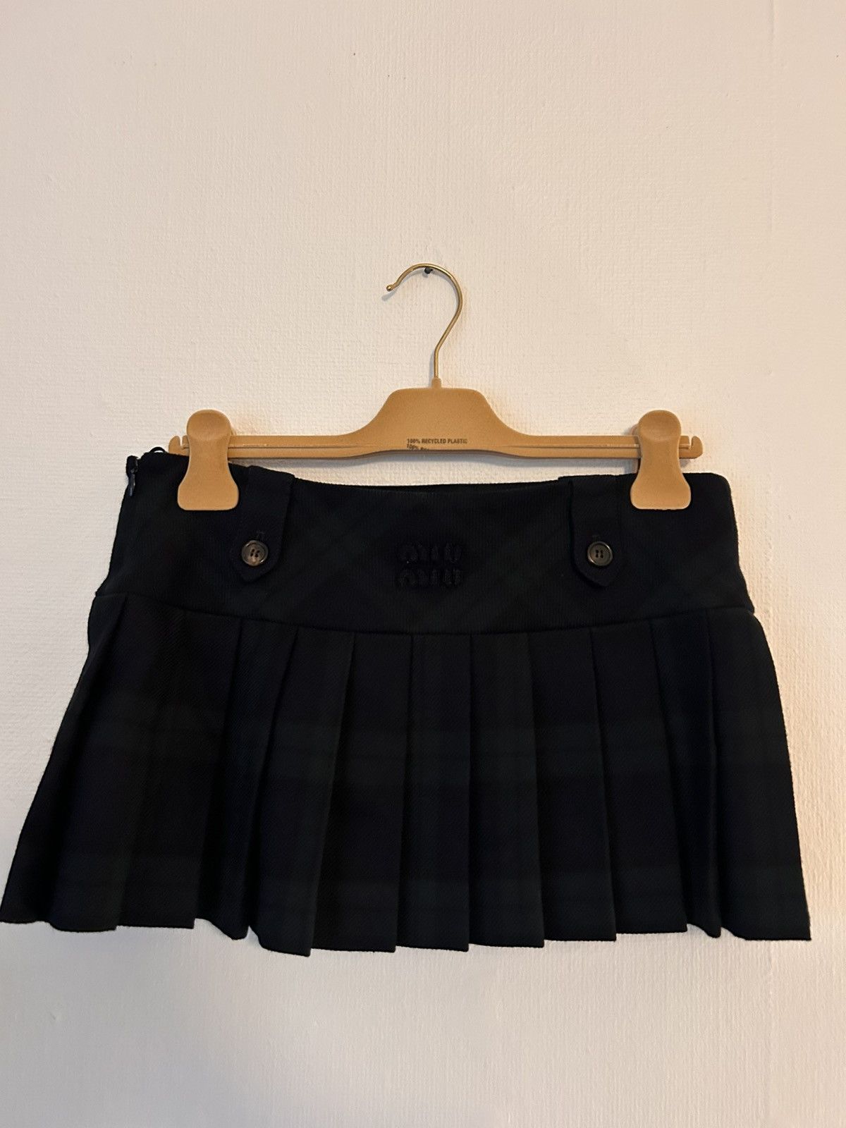 Miu Miu Miu Miu Check Virgin Wool Logo Skirt Size 26" / US 2 / IT 38 - 5 Thumbnail