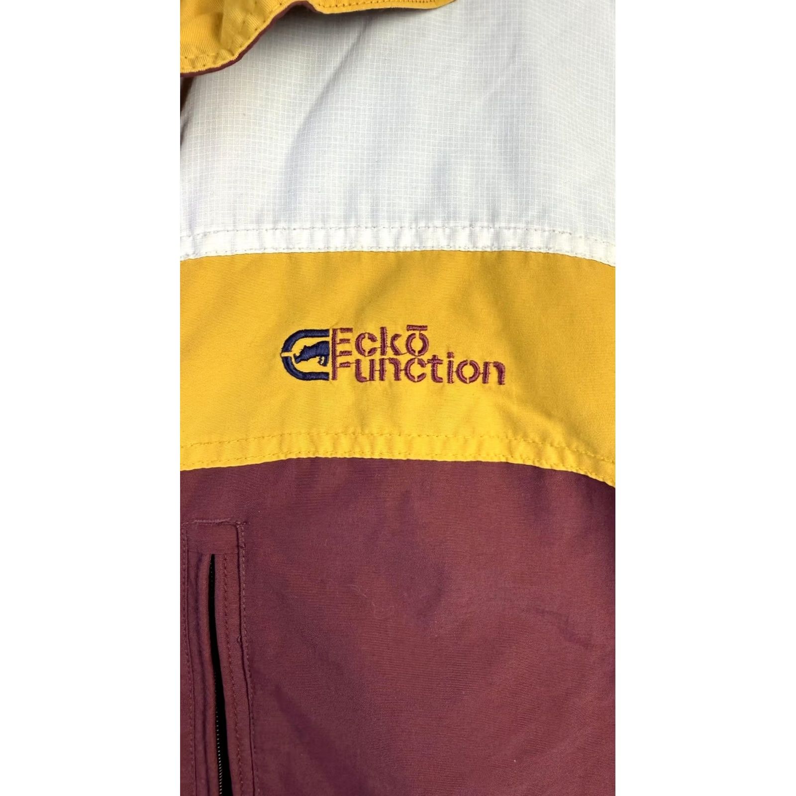Ecko Unltd. Ecko Function Jacket Mens XL Full Zip Outdoor Ski Coat Pockets Windproof Lined Yellow Burgundy White Zip Summer 90s Mens Size US XL / EU 56 / 4 - 2 Thumbnail