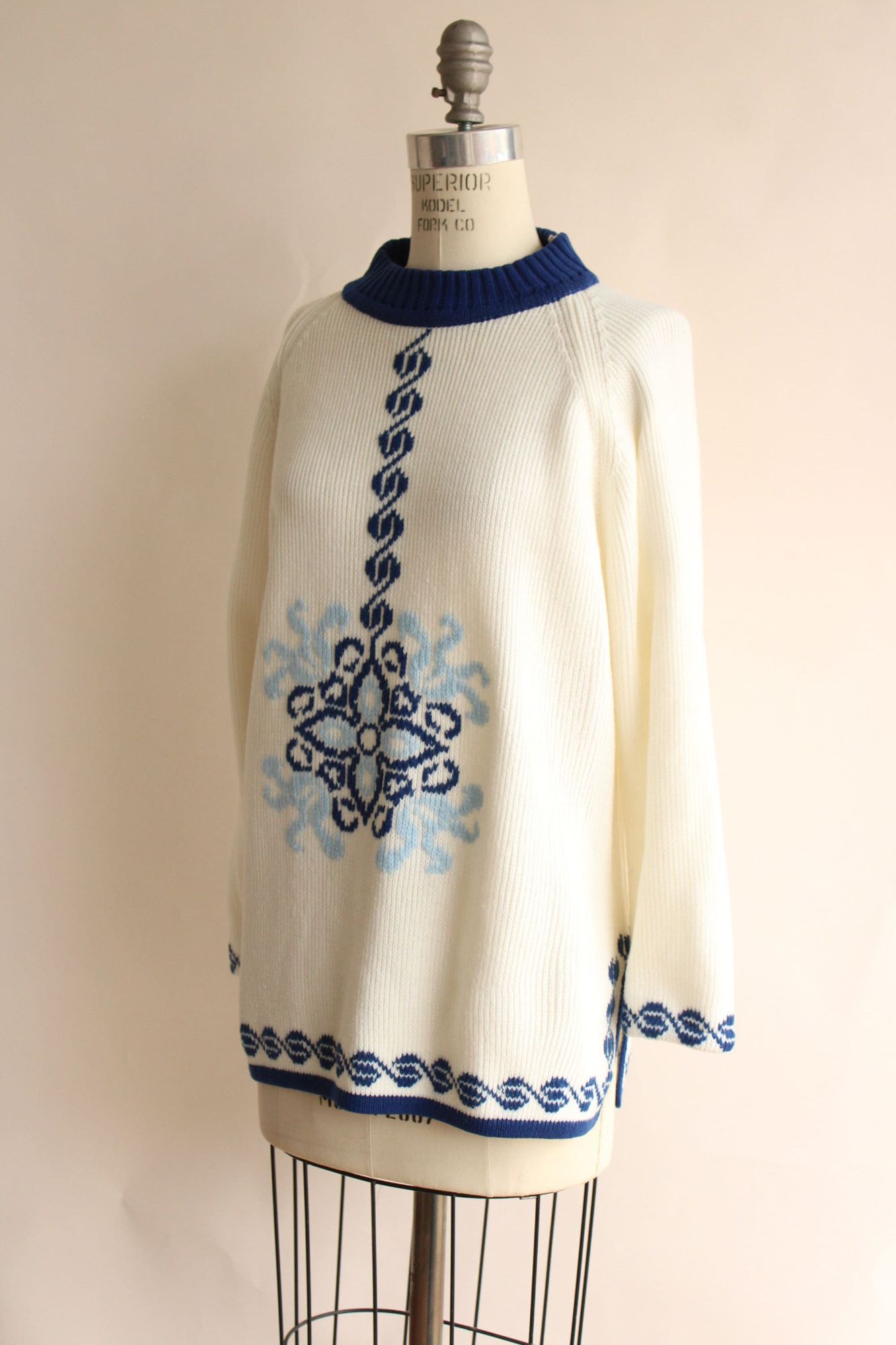 Vintage Vintage 1970s Sweater, The Campus Shop Nordic Style Blue and Size L / US 10 / IT 46 - 5 Thumbnail