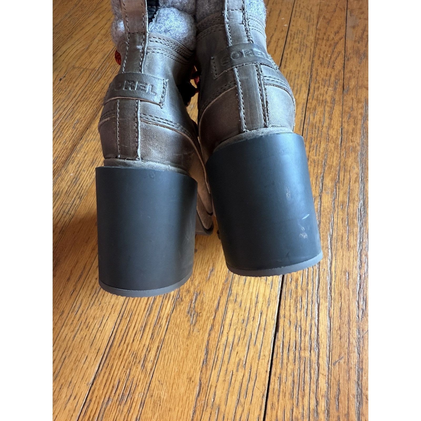 SOREL Sorel Blake Lace Up Booties Chunky Heel Leather Gray Size 7 Size US 7 / IT 37 - 9 Thumbnail