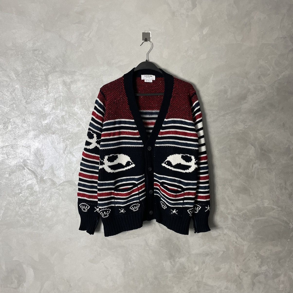 Thom Browne Thom Browne Fish Fair Isle Knit Cardigan Size US M / EU 48-50 / 2 - 5 Thumbnail