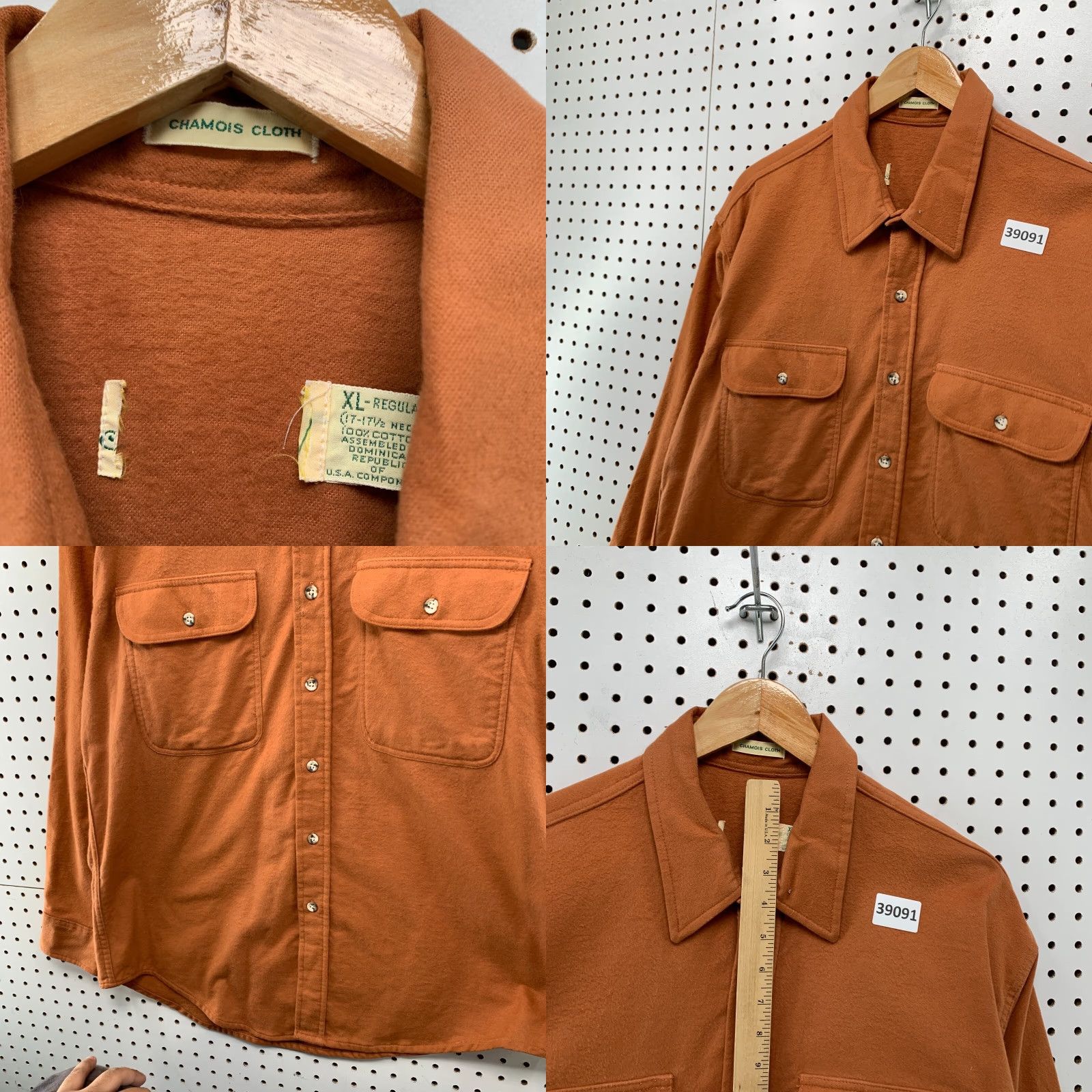 CLOT VINTAGE St John Chamois Cloth Button Shirt Mens XL Orange Pockets Size US XL / EU 56 / 4 - 9 Thumbnail