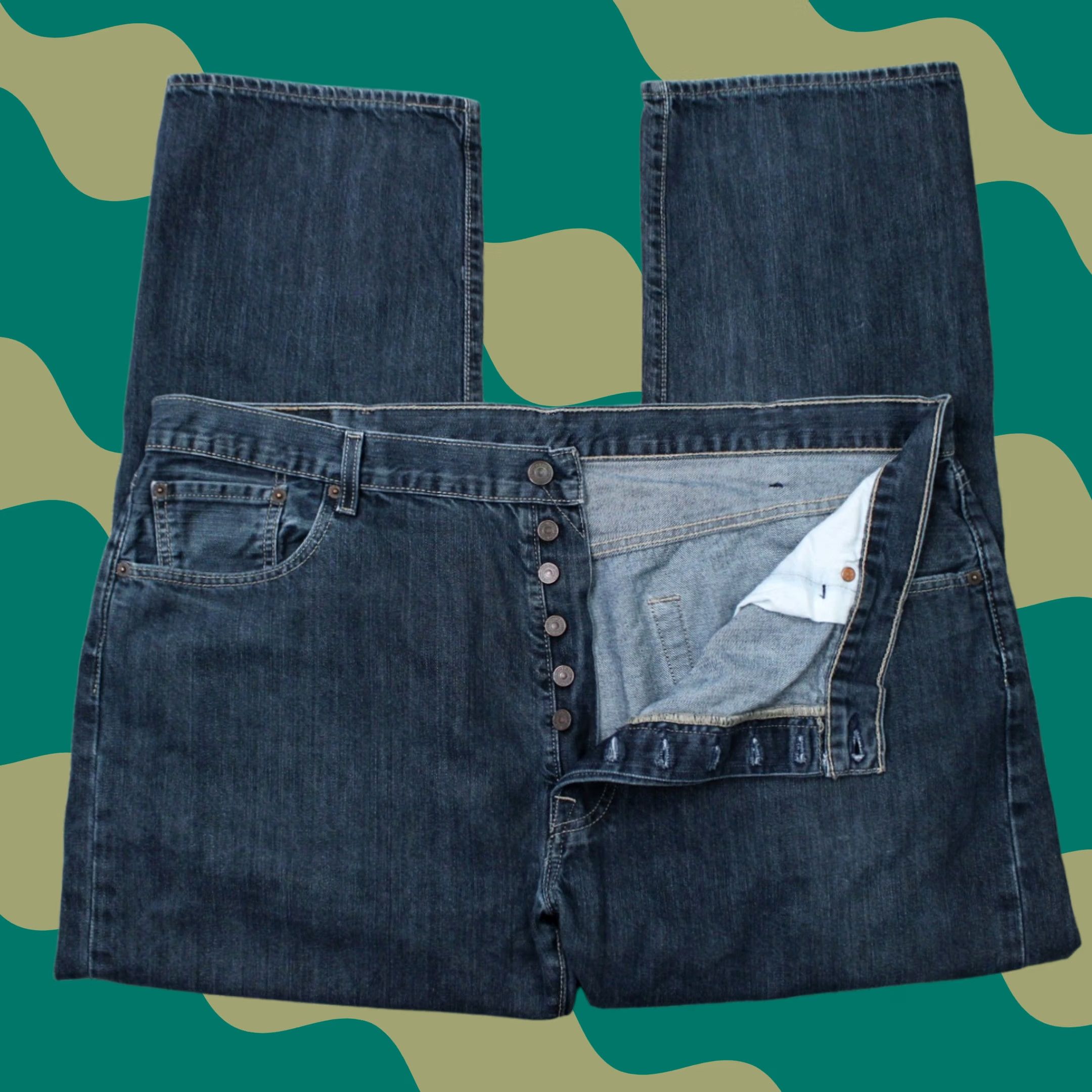 Levi's Levi's 501 Jeans Men 42x30 Blue Button Fly 100% Cotton 5-Pocket Denim Straight Size US 42 / EU 58 - 1 Thumbnail