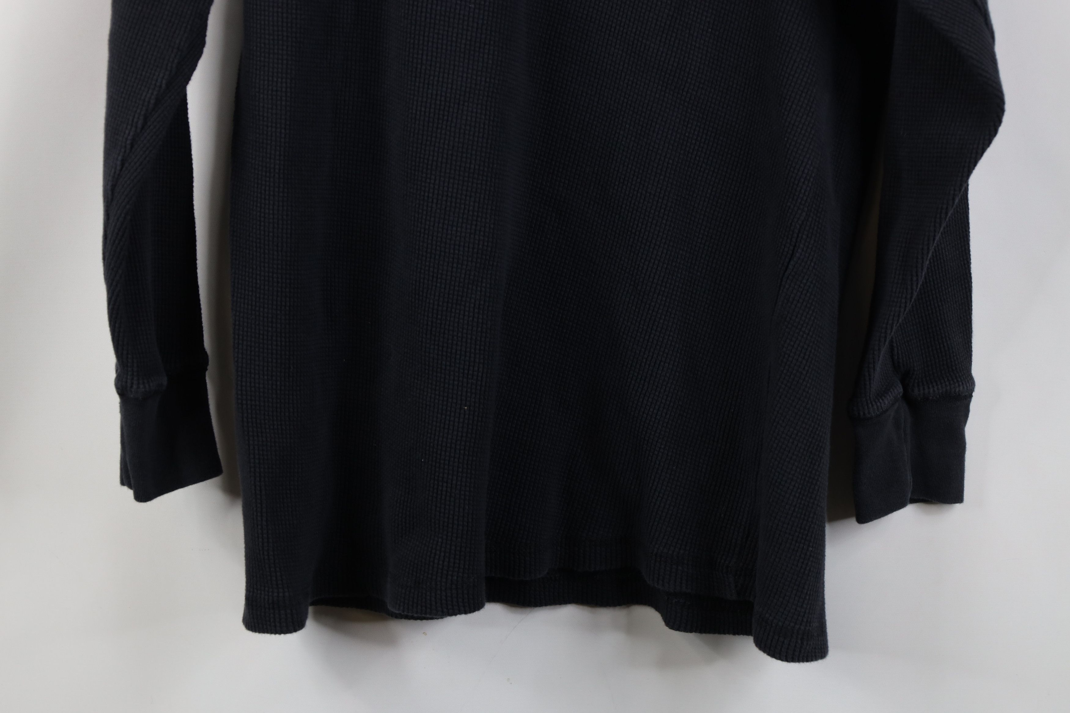 Vintage Vintage 90s Y2K Waffle Knit Long Sleeve T-Shirt Black Size US L / EU 52-54 / 3 - 11 Thumbnail