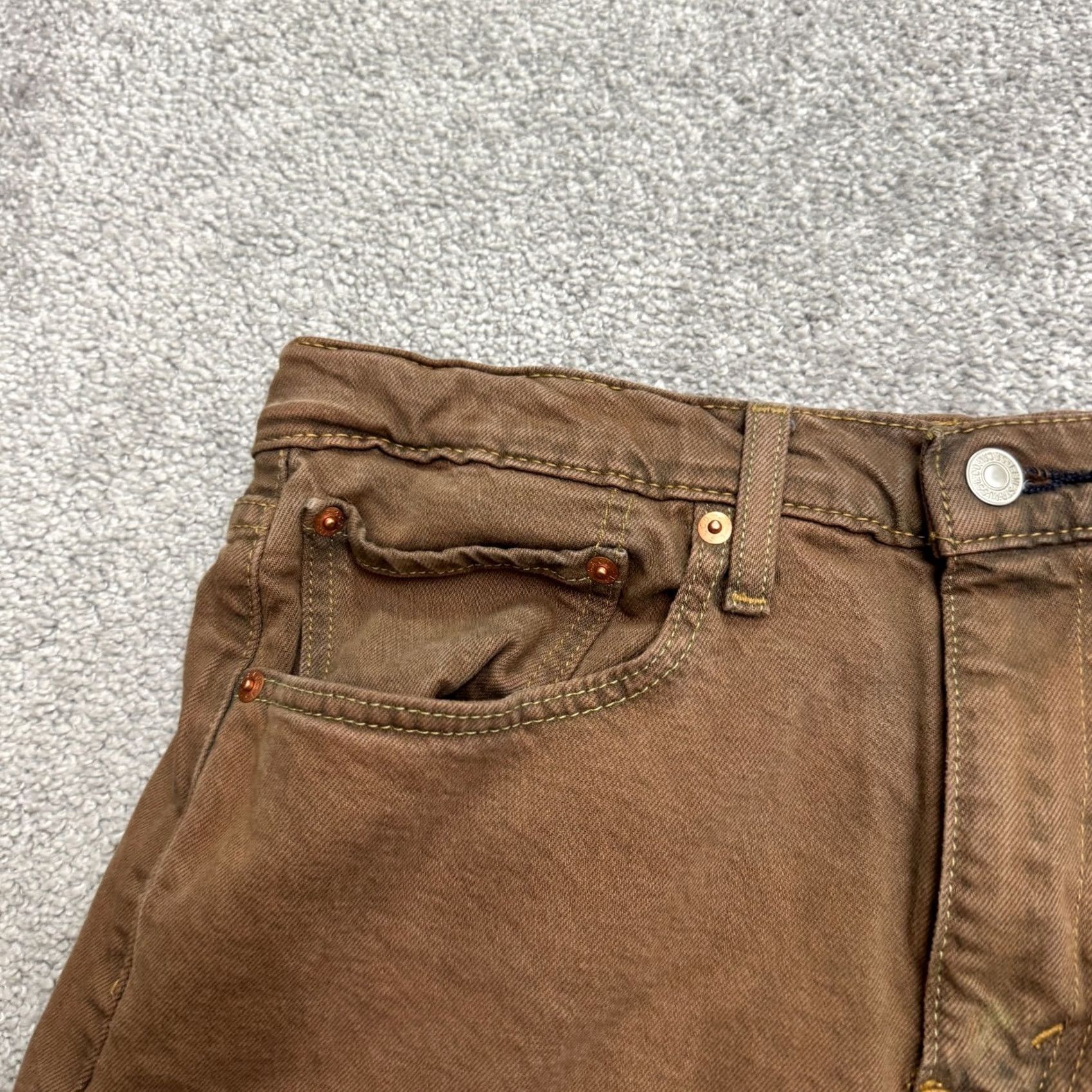Levi's Levi's Slim Taper Jeans Mens 34x32 Brown Cotton Denim 5-Pocket Logo USA 500 Series Anthony? Size US 34 / EU 50 - 3 Thumbnail