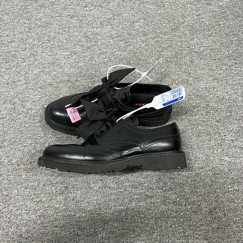Prada Prada Black Brogue Shoes with Bow-2506 Size US 8 / IT 38 - 2 Thumbnail