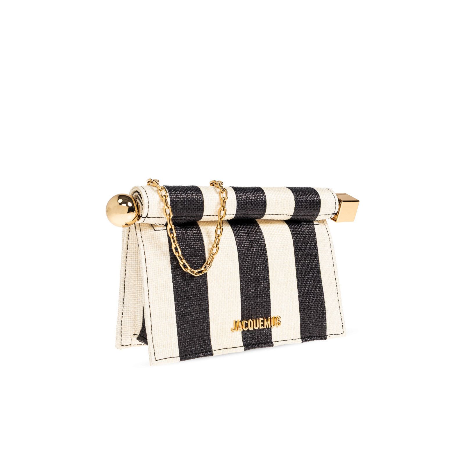 Jacquemus JACQUEMUS Small Rond Striped Cream Black Handbag New & Authe Size ONE SIZE - 3 Thumbnail
