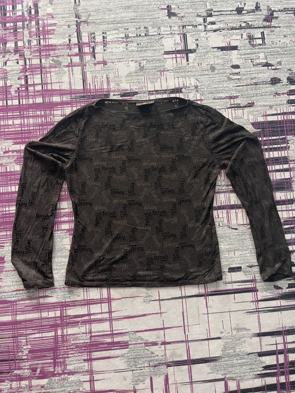 Fendi VTG Y2K FENDI BROWN TISSUE SHER LOGO TOP BLOUSE VERY RARE Size M / US 6-8 / IT 42-44 - 1 Thumbnail