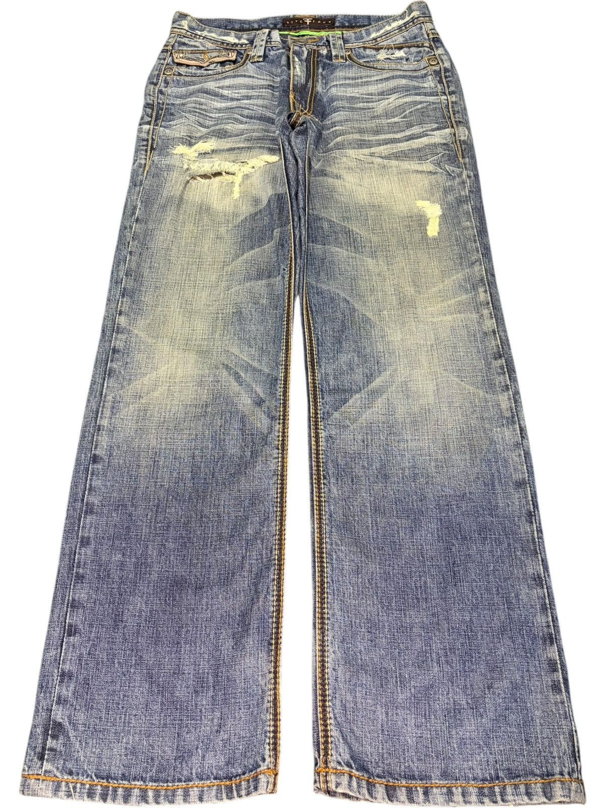 Five Four Vintage Five Four Mud Wash Distressed Baggy Jeans Size US 30 / EU 46 - 1 Thumbnail