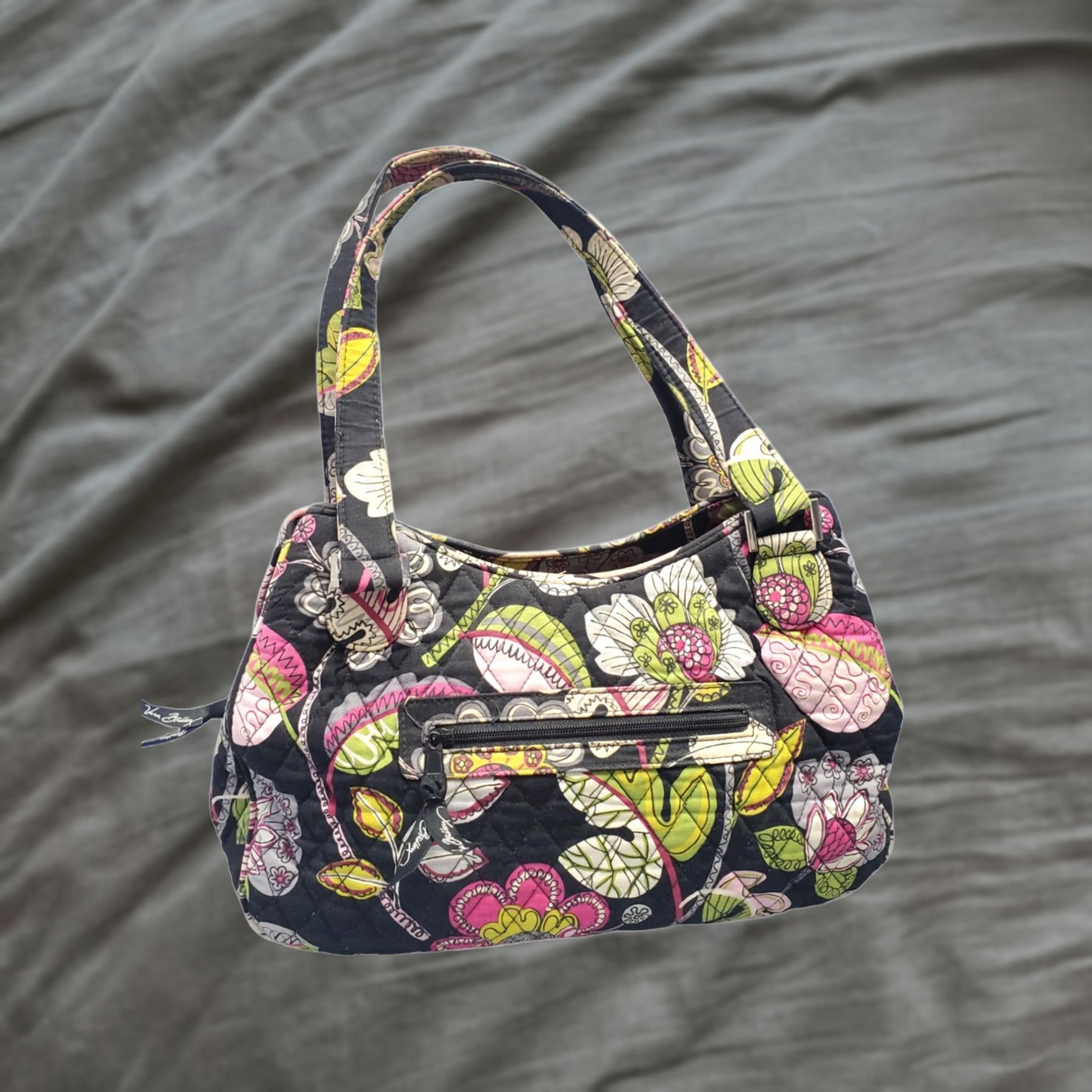 Vera Bradley Vera Bradley Tote Handbag Womens Black Multi Moon Blooms Floral Quilted Tote Medium Casual Formal Shoulder Strap Mens? Size ONE SIZE - 1 Thumbnail
