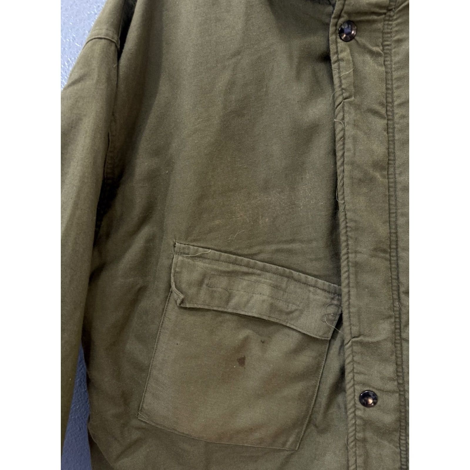Olive VINTAGE US Army Jacket Large Olive Green Chemical 70’s Men’s Size US L / EU 52-54 / 3 - 6 Thumbnail
