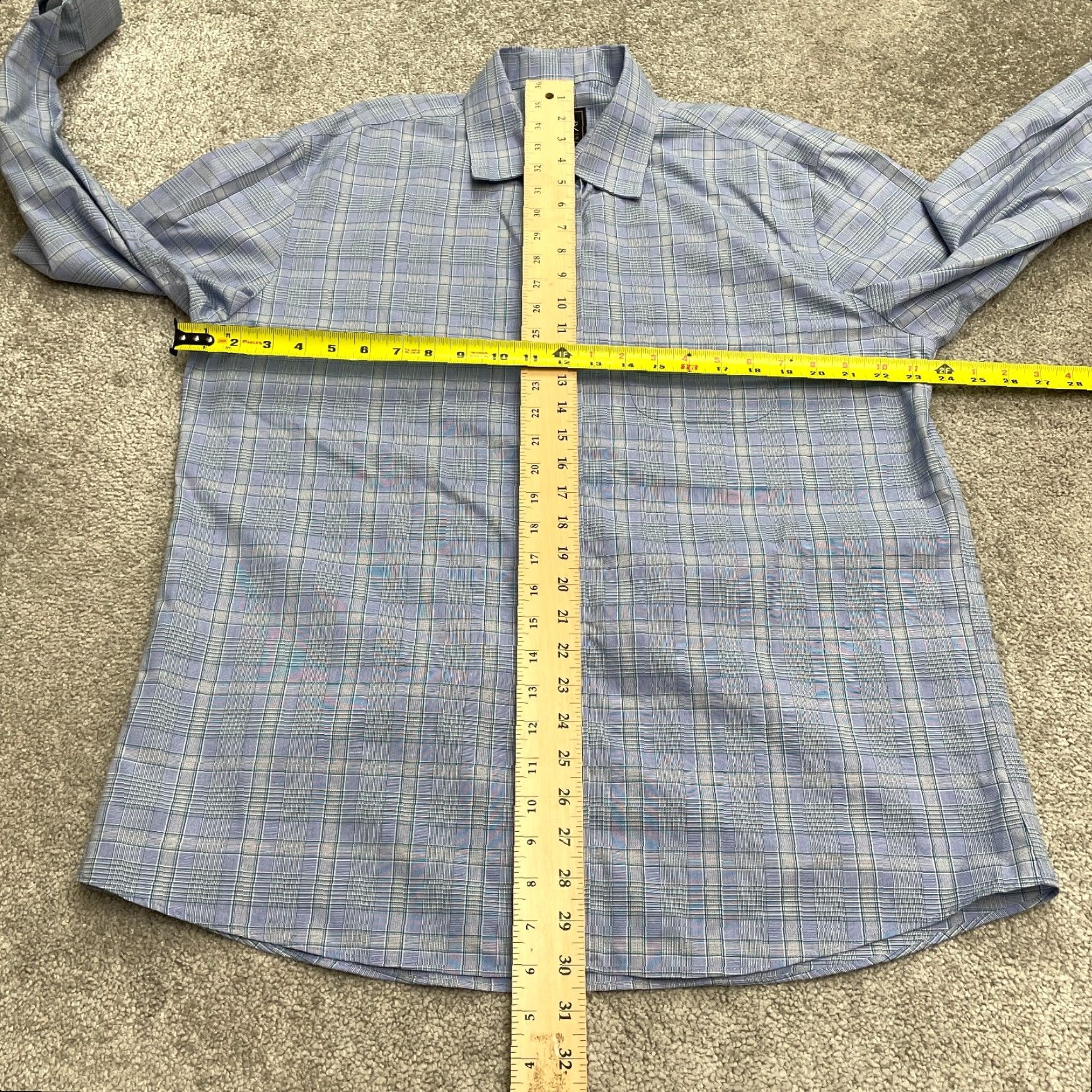 Jos. A. Bank Jos. A. Bank Traveller Tailored Fit Dress Shirt Men L Blue Plaid Cotton Work Shirt Size 42R - 7 Thumbnail