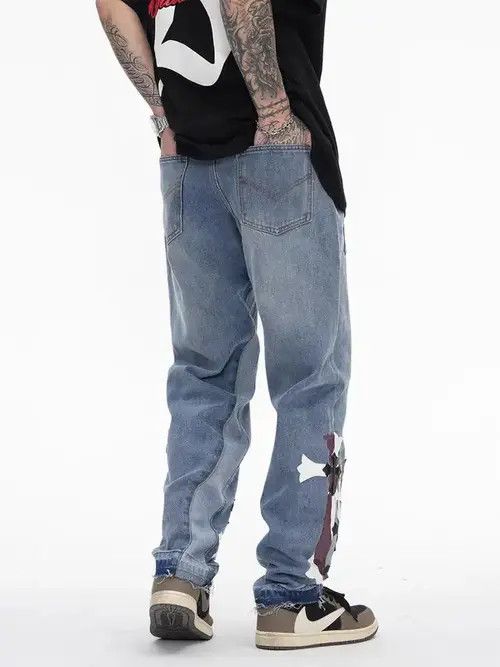 Japanese Brand × Jean Vintage cross loose straight jeans Size US 32 / EU 48 - 2 Thumbnail
