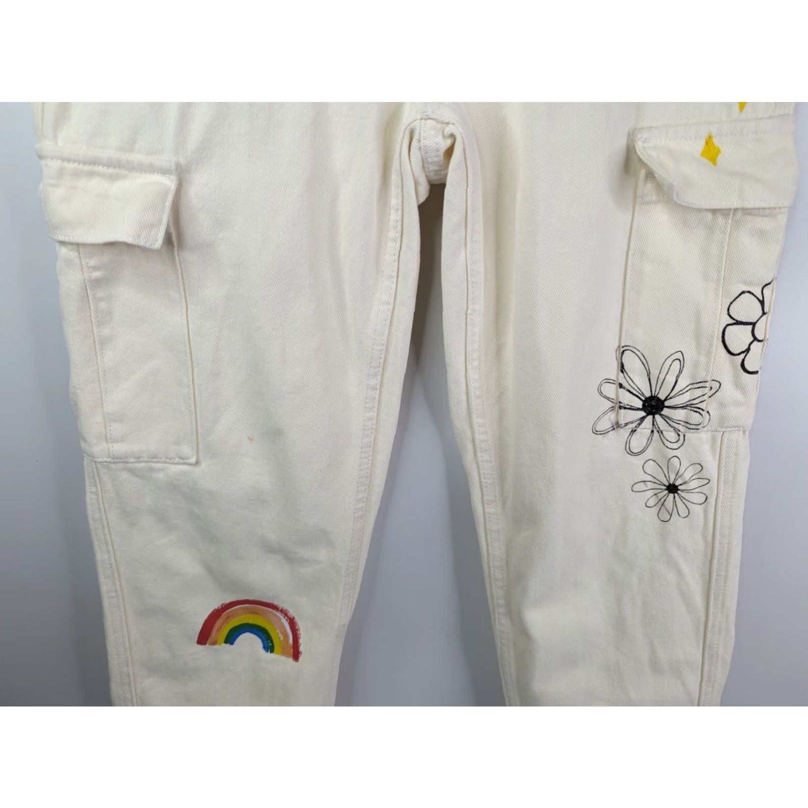 Pacsun Pacsun High Rise Carpenter Cargo Beige Jeans 24 Hippie Hipster Butterfly Size 42" / US 20 - 3 Thumbnail