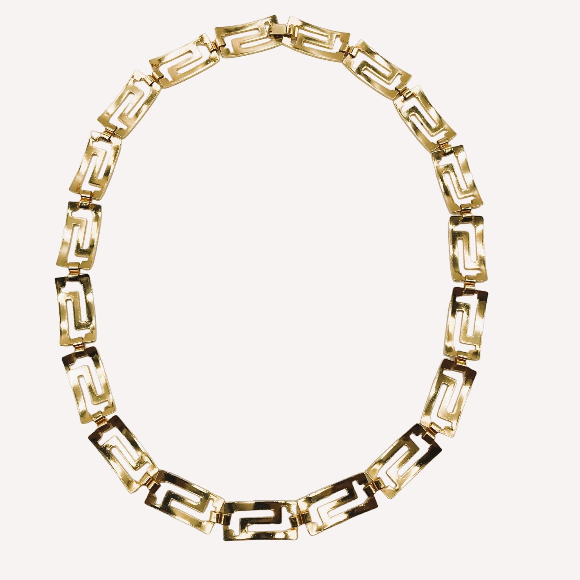 Vintage MCM Greek Key Collar Necklace Link Gold Plated? Vintage Mean Size ONE SIZE - 9 Thumbnail