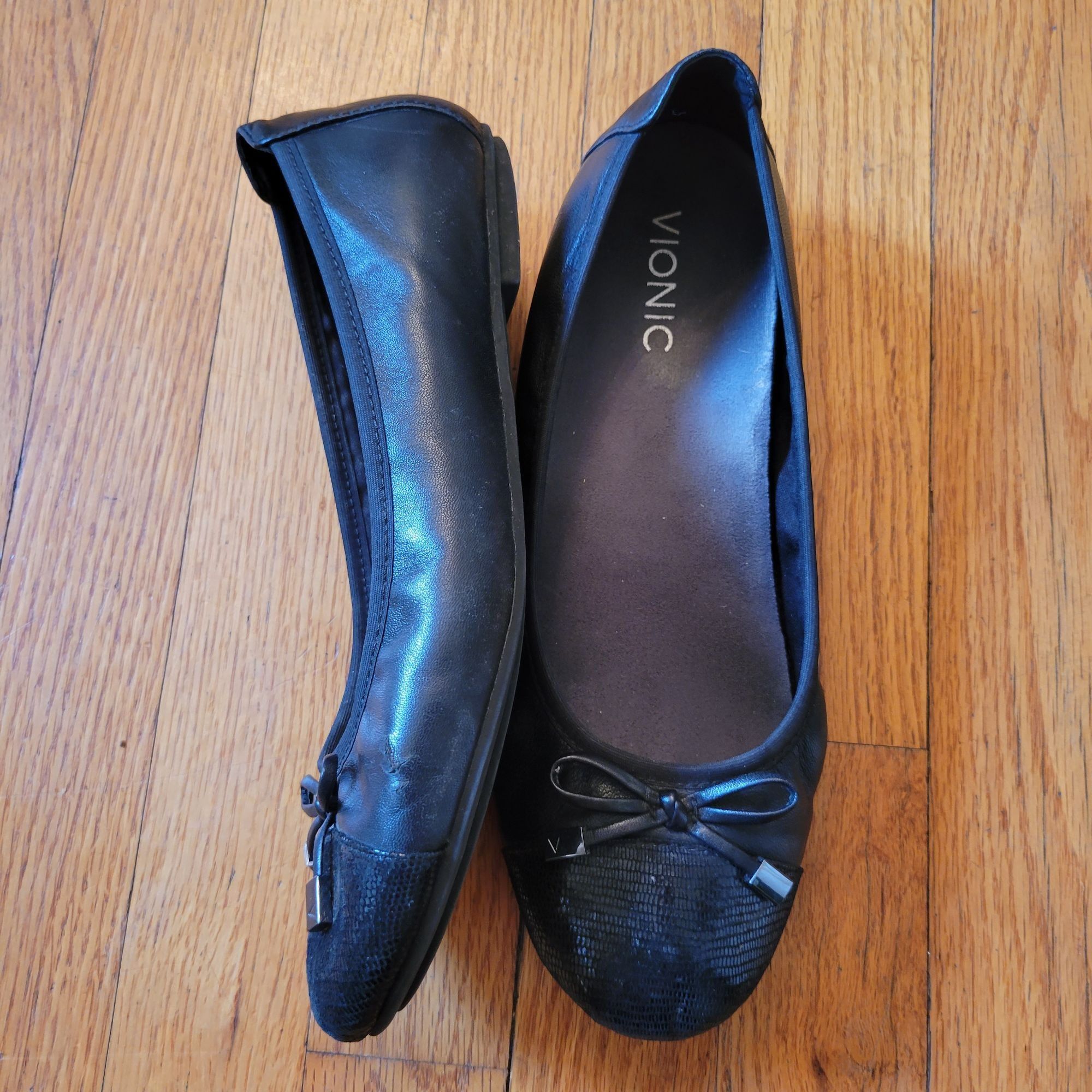 Vionic Vionic MINNA Black Leather Ballet Flats 8M Bow Comfort Size US 8 / IT 38 - 1 Thumbnail