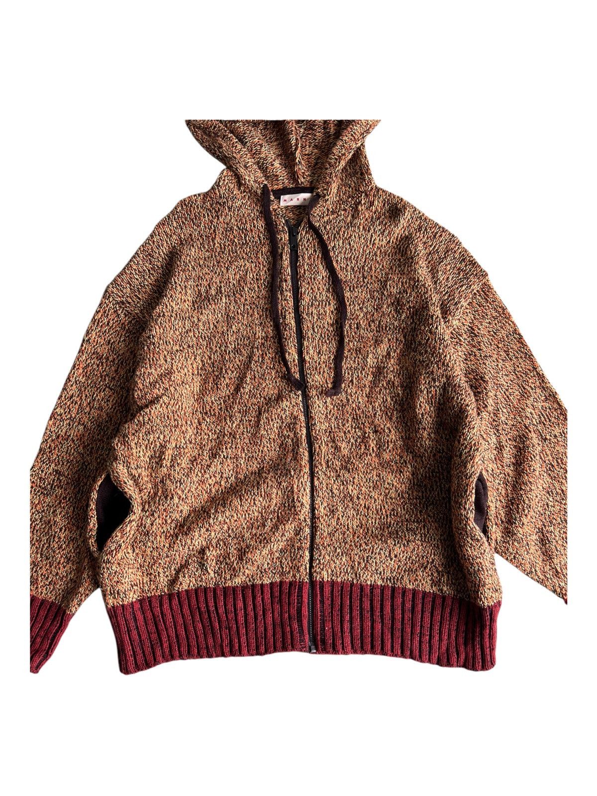 Marni MARNI Multi Color Cable Knit Oversized Baggy Zipper Hoodie Size US XL / EU 56 / 4 - 3 Thumbnail