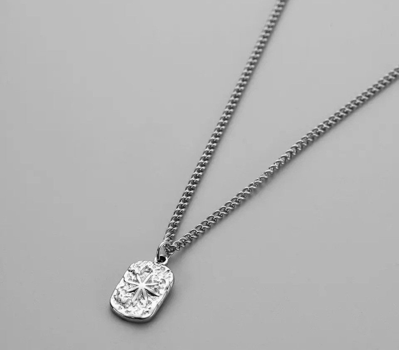 Jewelry Simple Embossed Star Square Pendant Size ONE SIZE - 1 Thumbnail